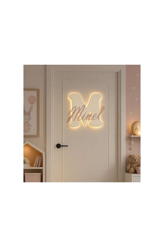 Arliadesign Kişiye Özel Led Işıklı Harf Ve İsimlik 40x40 Cm Bebek Çocuk Odası Duvar Ve Kapı Dekoru