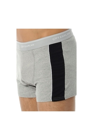 3 Adet Çift Kaplan 850 Biyeli Elastan Sportif Boxer Külot Gri