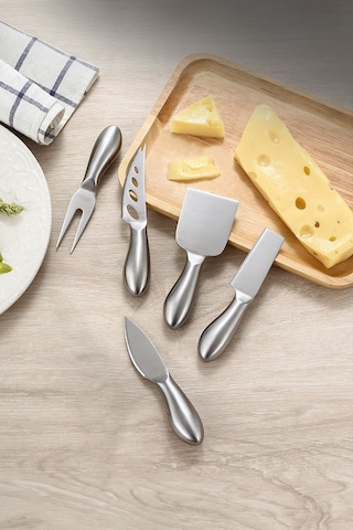 Paslanmaz Çelik 5 Parça Silver Peynir Bıçağı Seti Cin621by Gri