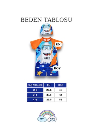 My Kids Wear Erkek Çocuk Deniz Temalı Şortlu Mayo Boneli 2 Li Set 12606 Turuncu
