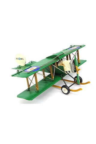 Vintage Eskitme Metal Uçak Çift Kanatlı 36cm