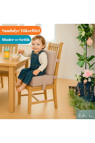 Miralay Bebekler ve Çocuklar İçin Sandalye Yükseltici Mama Sandalyesi Minderi Bej