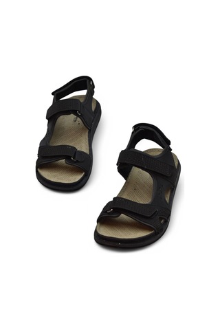240105 Ortopedik Taban Erkek Sandalet Erkek Cırtlı Sandalet Siyah