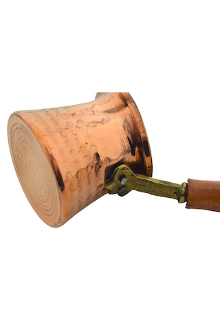 Ludıa Ahşap Saplı El Yapımı Dövme Bakır Cezve No1 Kahve Cezvesi