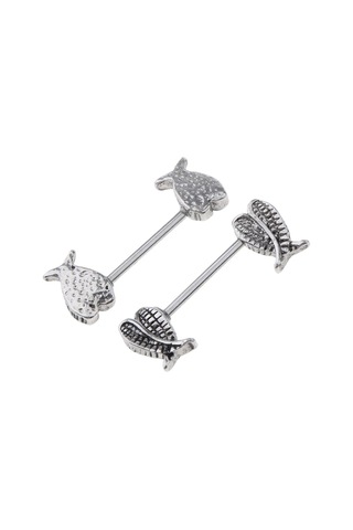 Homyl 1 Çift Paslanmaz Çelik Melek Kanatları 16g Meme Halkası Gümüş