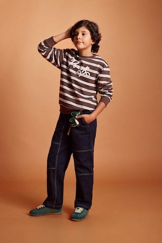 Defacto Erkek Çocuk 2li Takım Çizgili Sweatshirt Jean Pantolon G4682a825wnbn258 Kahve-bn258