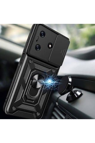 Tecno Spark 10c Kılıf Magnetik Standlı Kamera Korumalı Uzrm Sürgülü Vega Kapak - Mavi Mavi