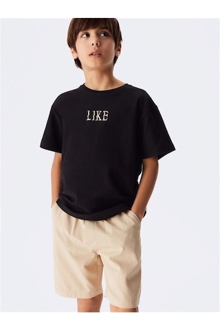 Nk Kids Çocuk Like Yazılı Pamuklu Tshirt-11901-siyah Siyah