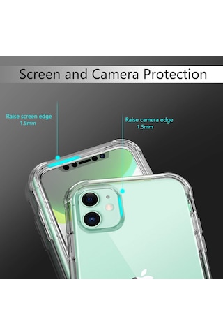Teknomoda Apple Uyumlu iPhone 11 (6.1 ) 360 Derece Kilif Silikon Seffaf Ön Arka 432781267