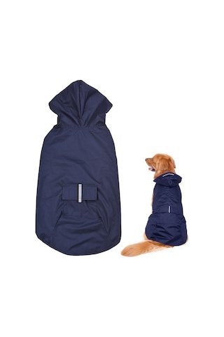 Pazly 6xl Yansıtıcı Evcil Hayvan Yağmurluğu, Tasma Deliği - Orta/büyük Köpekler İçin Açık Mavi