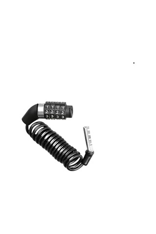 Carub Spiralli Şifreli Bisiklet Ve Motosiklet Kilidi, 4 Haneli Kombinasyon, Siyah, 4x1200mm Çok Renkli