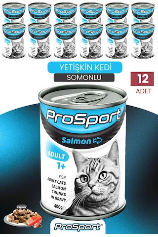 Prosport Chunk Somonlu 12'li Yetişkin Kedi Konserve Yaş Mama 400 Gr 12