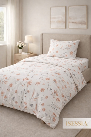 Fiora Tek Kişilik Çarşaflı Nevresim Takımı 160 X 240 Cm Pudra