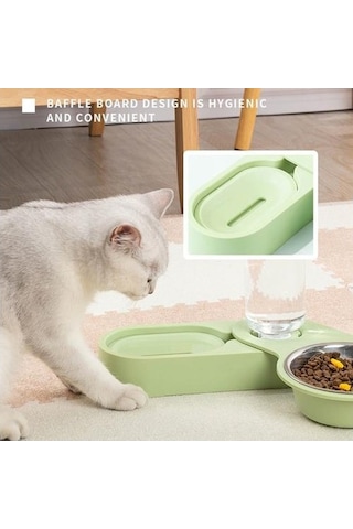 Soulader Otomatik Kedi Mama Ve Su Kabı Yükseltilmiş Ayaklı Beslenme Seti Evcil Hayvan Yemek Kabı Suluk Aksesuarları