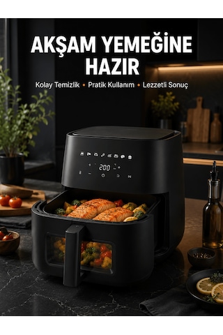 Dokunmatik Ekranlı Air Fryer Sağlıklı Yağsız Pişirme Cihazı Açık Bej
