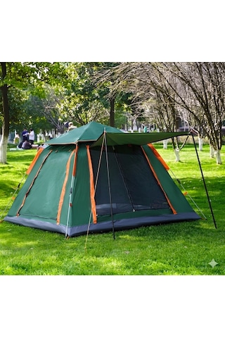 Tam Otomatik Tenteli 4-6 Kişilik 240x240x155cm Kamp Çadırı Yeşil