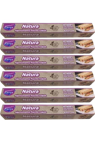 Natura Ağartılmamış Hazır Kesilmiş Pişirme Kağıdı 10 Lu 6 Paket