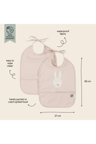 Trixie Mrs.rabbit Sıvı Geçirmez 2'li Kız Bebek Mama Önlüğü Seti 96-326 Pembe