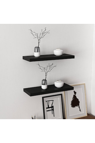 Minar Gizli Tutuculu 2'li Duvar Rafı 60 Cm - M.siyah