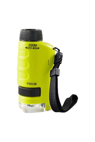 Aubyhe Yeşil Mini Mikroskop 60-120x Büyütme, Led Işık, Hassas Odaklama, Abs Malzeme, Öğrenci Doğa Gözlemi Oyuncak