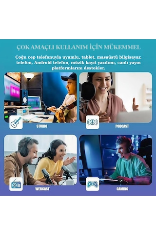 Profesyonel Podcast Mikrofon Ve Ses Katı Seti Stüdyo Yayıncı Condenser Tiktok Youtube Dj Ekipmanı