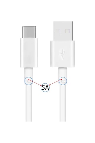 5a Type-c Usb Kablo 1 Mt. Beyaz 25w Hızlı Şarj 40mb/s Data Aktarım Telefon Tablet Adaptör Pc Type C