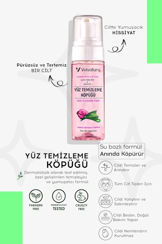 Velvatura Aloe Vera & Gül Suyu Özlü Yüz Temizleme Köpüğü 200 ML
