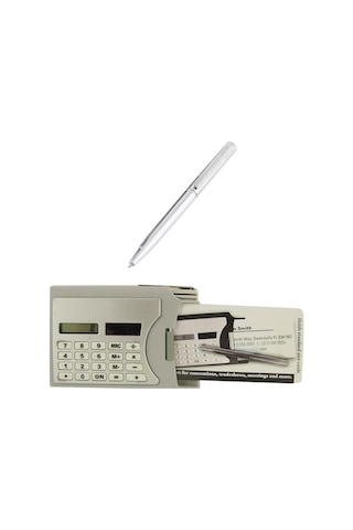 Hesap Makinesi Kalem Kartvizitlik 3lü Fonksiyonlu Promasyon Rekla Gümüş