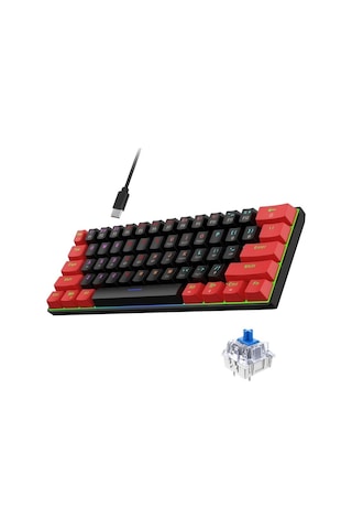 Hadron Mofan Mf1701br Gaming Mekanik Rgb Klavye Blue Switch - Siyah Kırmızı