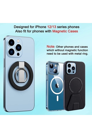 Soulader İphone Uyumlu İçin 360 Derece Dönebilen Manyetik Yüzük Stand Ve Telefon Tutucu, Kolay Taşınabilir Ayarlanabilir Parmak Tutacağı Beyaz