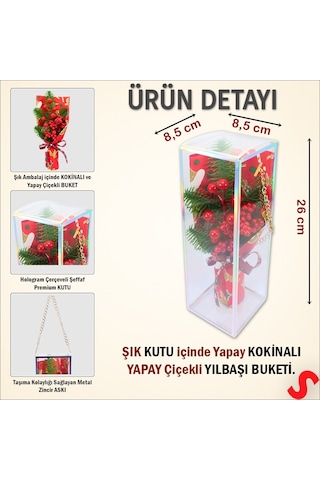 Pvc Kutulu Kokinalı 26cm X 8,5cm Yılbaşı Buketi - Kırmızı