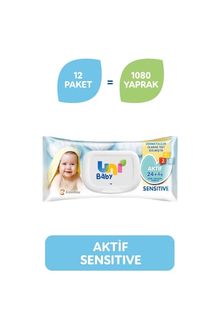 Uni Baby Aktif Sensitive Islak Mendil 12 X 90 Yaprak