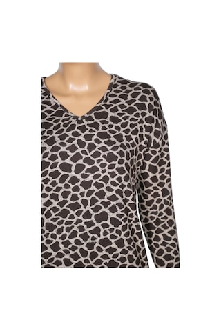 Barem Kadın Lina Büyük Beden Kışlık V Yaka Yumoş Kahve Bluz D09 Kahve