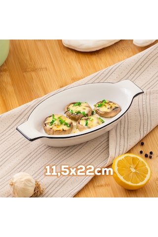 Porsima 085 Oval 3'lü Porselen Fırın Kabı Servis Tabağı Beyaz