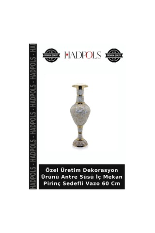 Özel Üretim Dekorasyon Ürünü Antre Süsü İç Mekan Pirinç Sedefli Vazo 60 Cm Bakır Pirinç