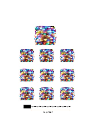 10 Adet 10 Metre Rgb Renk Pil İle Çalışan Peri Led Dekoratif Ve Şık Aydınlatma RGB