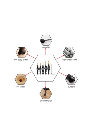 Xindoker 5'li Hss Titanyum Kaplama Matkap Ucu Seti - Ahşap Ve Metal İçin Yüksek Hassasiyetli 1/4" Altıgen Şaftlı
