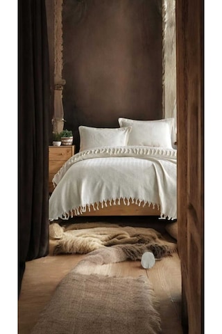 Çift Kişilik Pike 200x230cm, Ekru , %100 Pamuk, Yumuşak Dokulu, Hann Yalın Ekru
