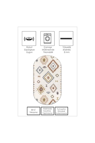 West Home Dijital Baskı Yıkanabilir Kaymaz Taban Leke Tutmaz Oval Mutfak Halısı Salon Halısı Ve Yolluk Wh 541 Multy Oval
