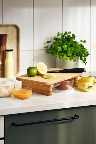 Ayaklı Kesme Tahtası Bambu Sunum Tahtası 25 X 35 Cm Ahşap