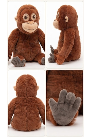 Sevimli Peluş Maymun 60 Cm - Büyük Boy Yumuşak Orangutan Oyuncak - Çocuk Uyku Arkadaşı Hediye Kahverengi