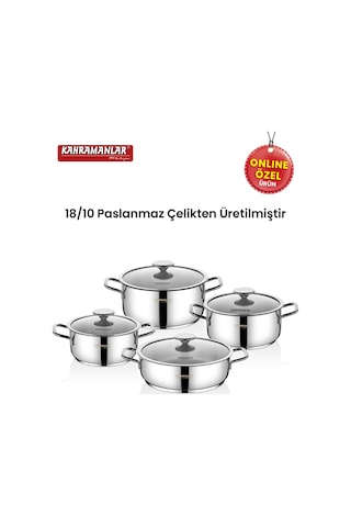 Kahramanlar Yağmur İndüksiyon Tabanlı 8 Parça Tencere Seti
