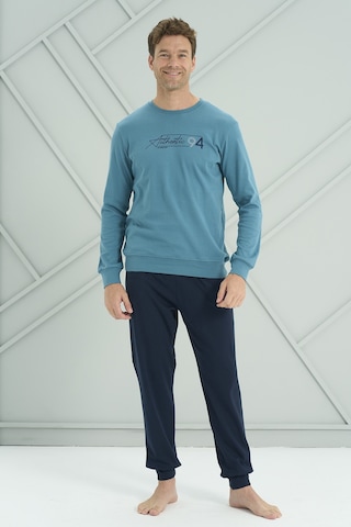 Erkek Interlok Penye Uzun Kol Pijama Takımı 2222 Petrol Petrol