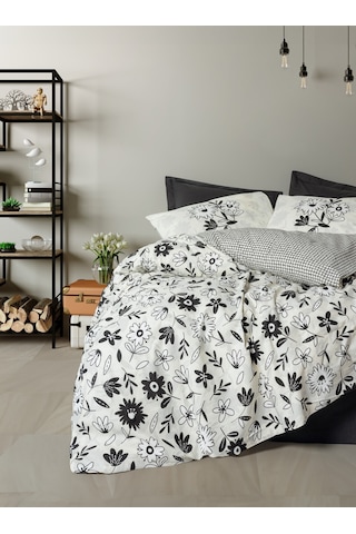 Cotton Box Balance Ranforce Tek Kişilik Nevresim Takımı Meresa Siyah