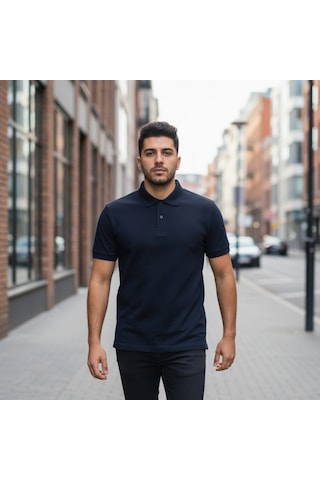 Bite Nose Renk Seçenekli Erkek Polo Yaka Tişört Günlük & Şık Pamuklu Slim Fit Lacivert