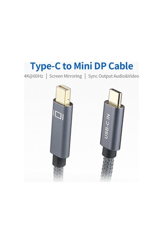 Pazly Type-c - Mini Dp Kablo 4k 60hz Usb-c Dönüştürücü, Ses Ve Video Senkron, Gri 2m Kablo