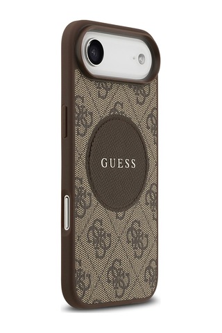 Apple Uyumlu iPhone 17 Air Kılıf Guess Lisanslı M-safeli Yazı Logolu Circle Classic Kapak Kahverengi Kahverengi