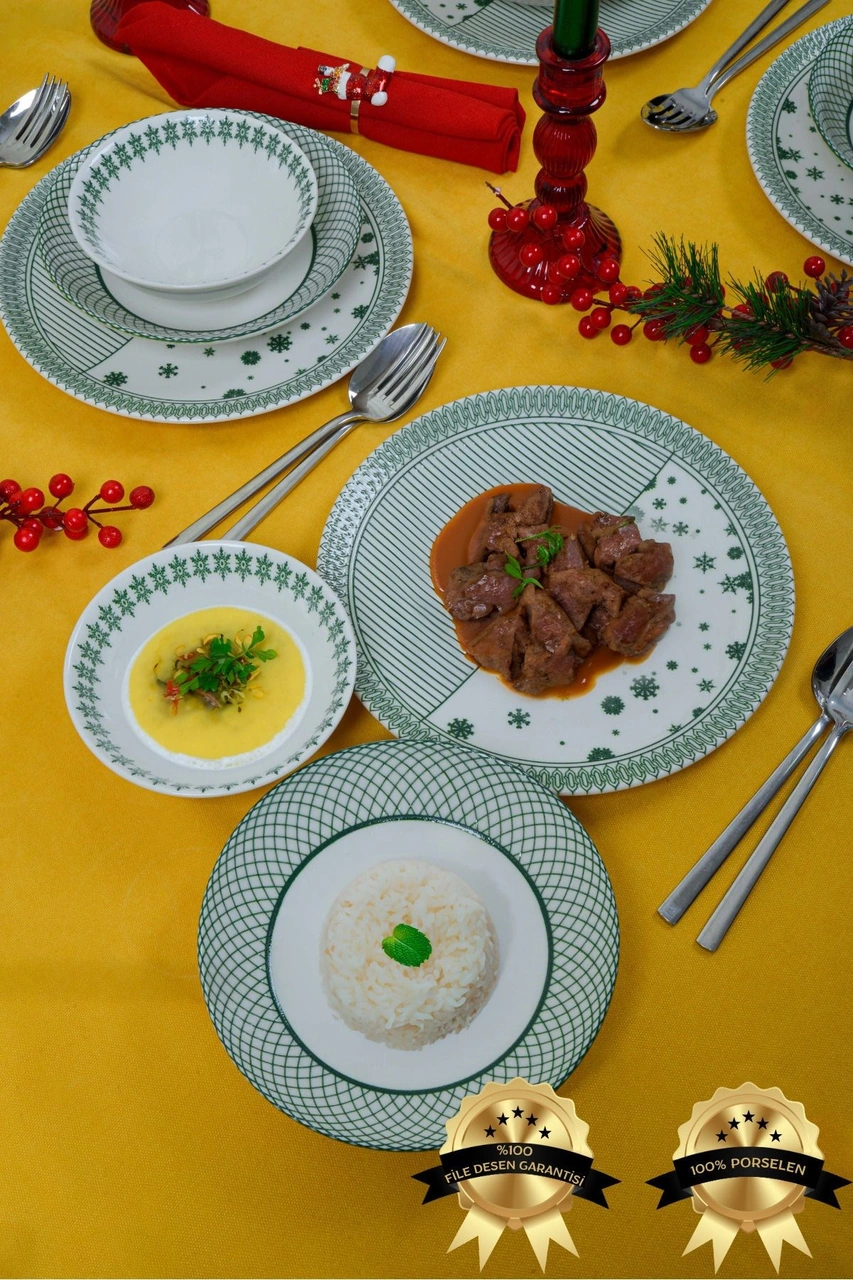 Kartanem 18 Parça 6 Kişilik Porselen Yemek Takımı Çok Renkli