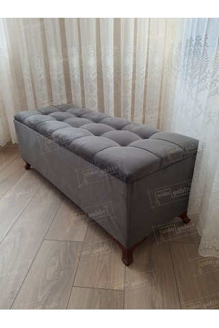 Lüks Çizgi Kapitoneli Sandıklı Puf Bench 120 Cm Cevizayak Antrasit Lüks Çizgi Kapitoneli Sandıklı Puf Bench 120 Cm Cevizayak Antrasit