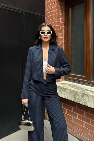 Renata Çizgili Pantolon Takım 9568-24 Laci Vert